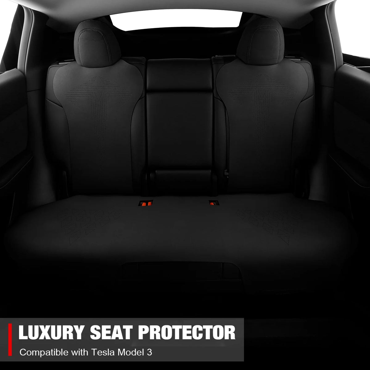 Black Suede Leather Seat Cover Cushions for Tesla Model 3 W7179