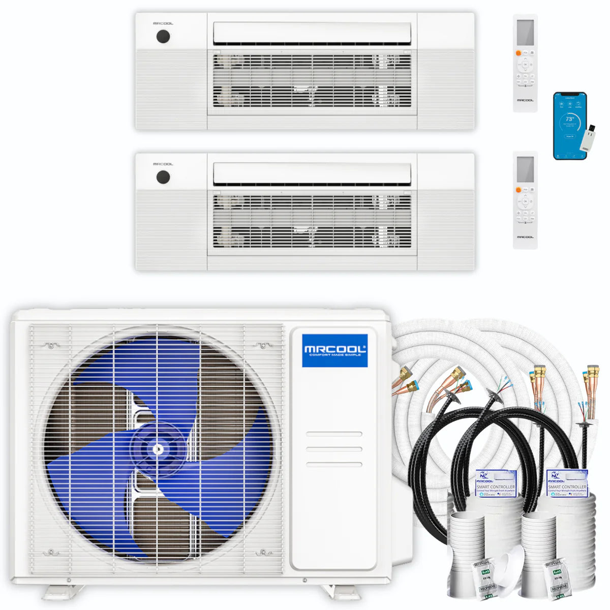 24,000 BTU 2 Zone Ceiling Cassette Ductless Air Conditioner and Heat Pump D615