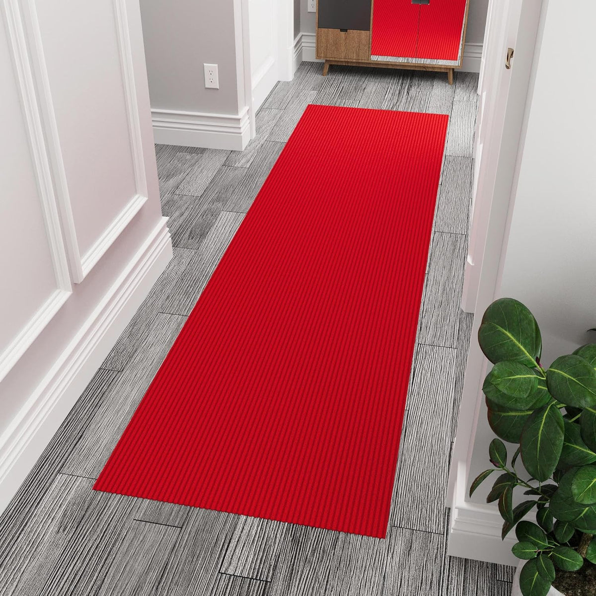 Non-Slip Rubberback 2x10 Indoor/Outdoor Runner Rug, 2' x 10', Red L2635