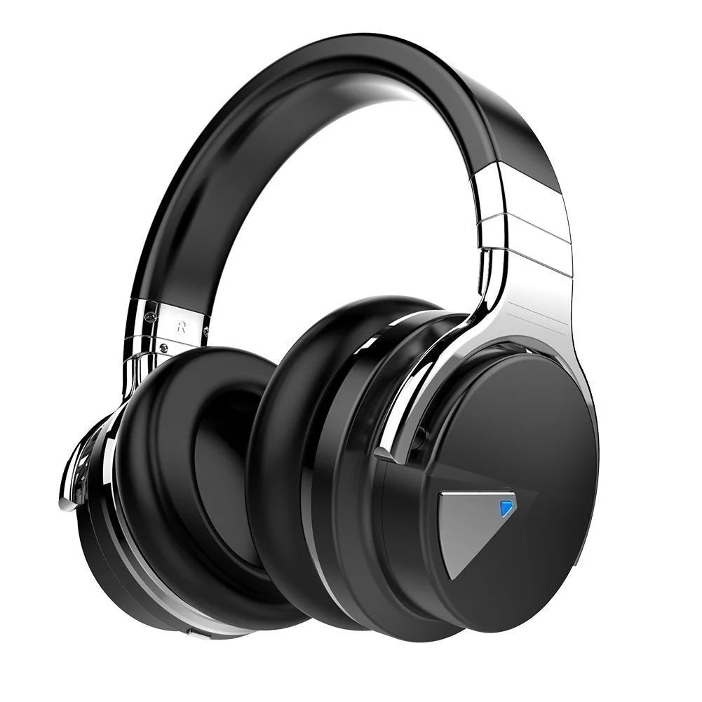 Active Noise Cancelling Bluetooth Headphones with Mic Deep Bass Wireless Over Ear (Black) Q27262