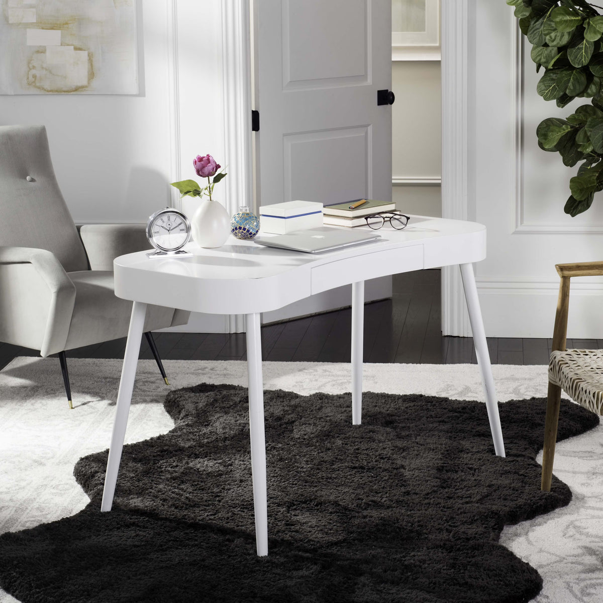 White One Drawer Desk Z4059