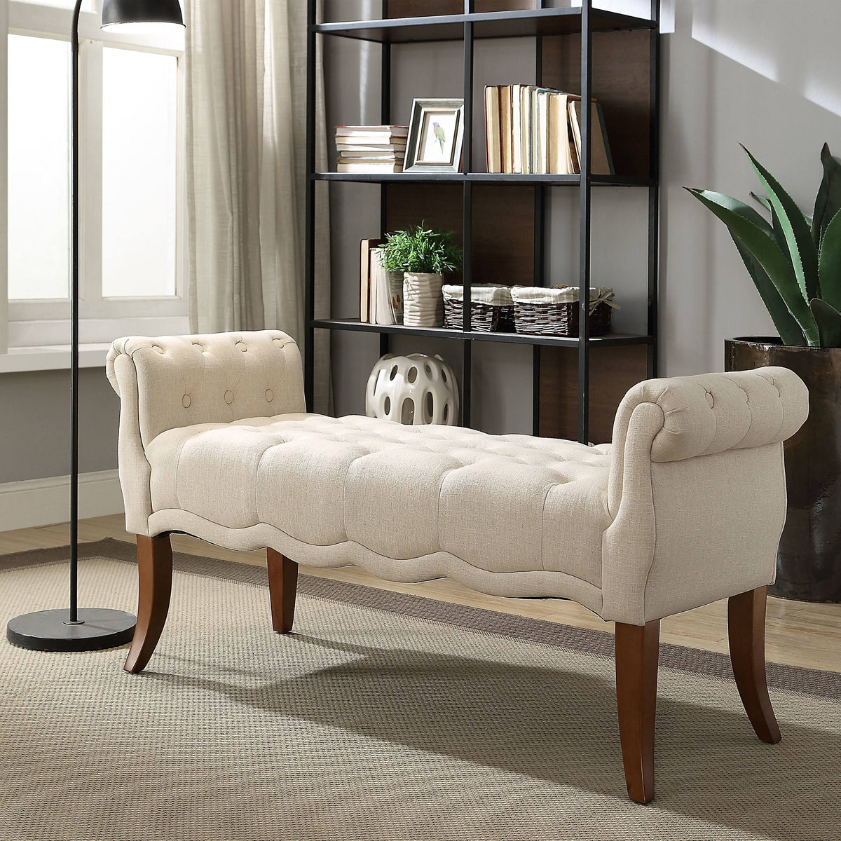 Brown Rolled Arm Bench Y7621