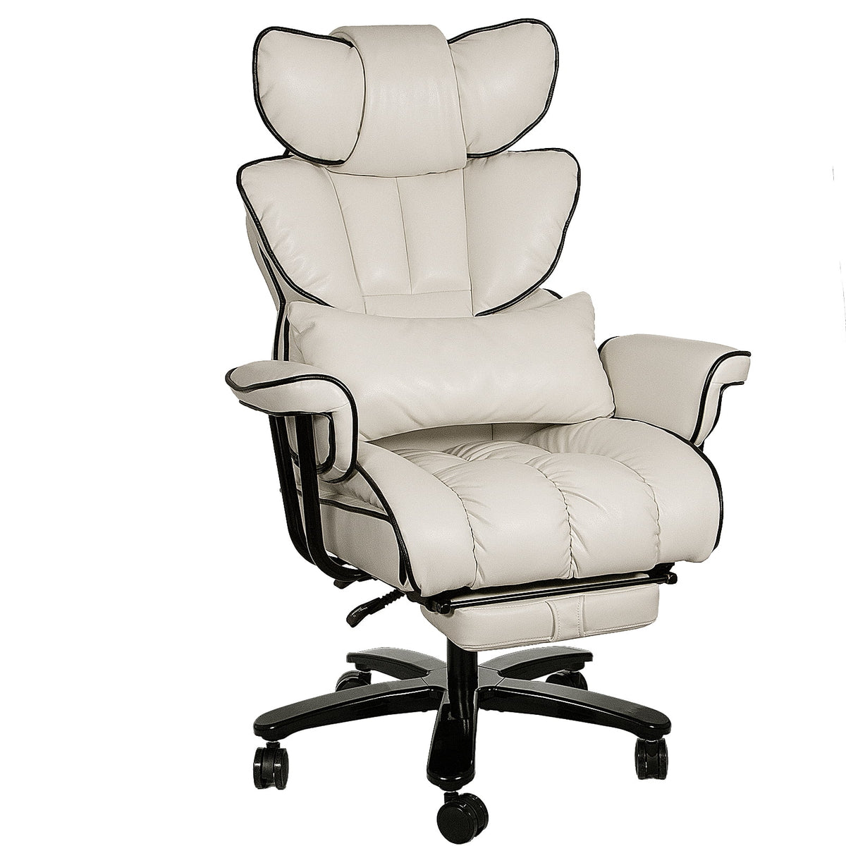 Big and Tall Ergonomic PU Leather Reclining Office Chair with Footrest M4539