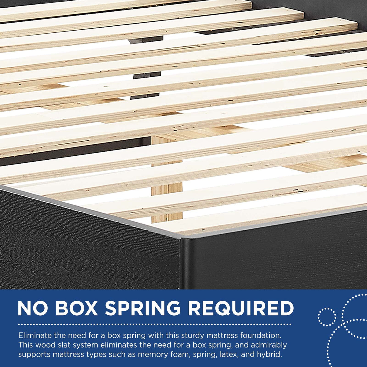 Black Wood Full Size Platform Bed Frame E881762