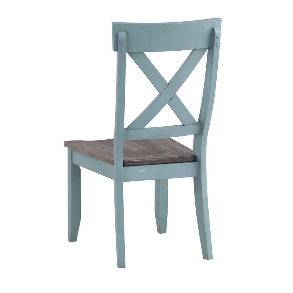 Blue Wood Crossback Dining Chairs Set of 2 K88050