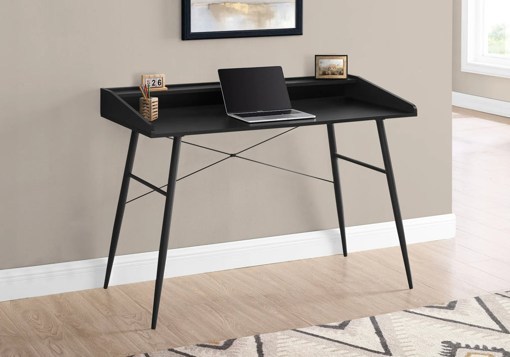 Black 48"L Computer Desk with Storage Shelves O150