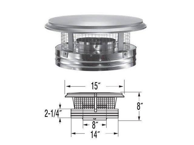 8x22 Stainless Steel Chimney Cap J1227