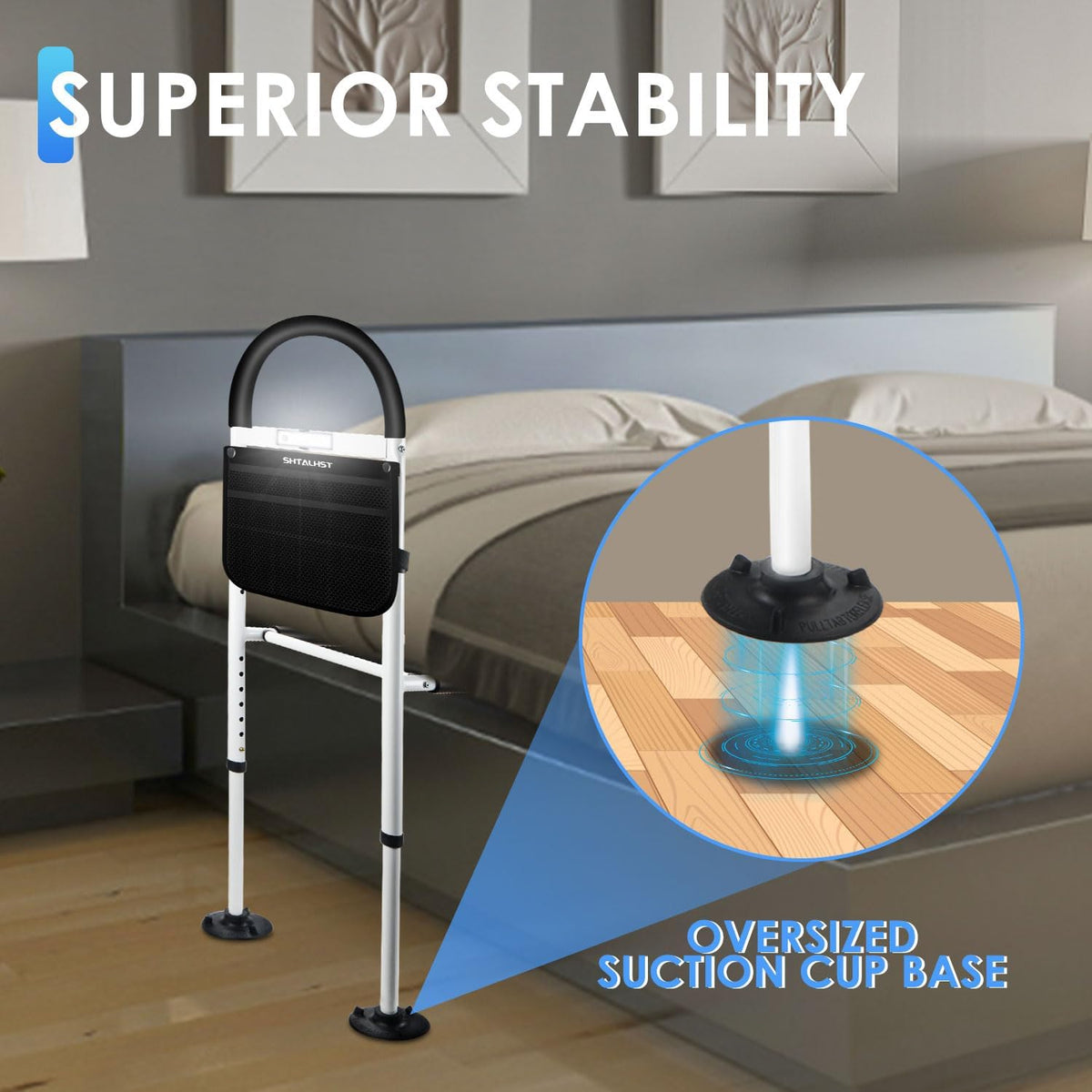 Adjustable Bed Safety Rails with Motion Light & Storage Pocket Q76677