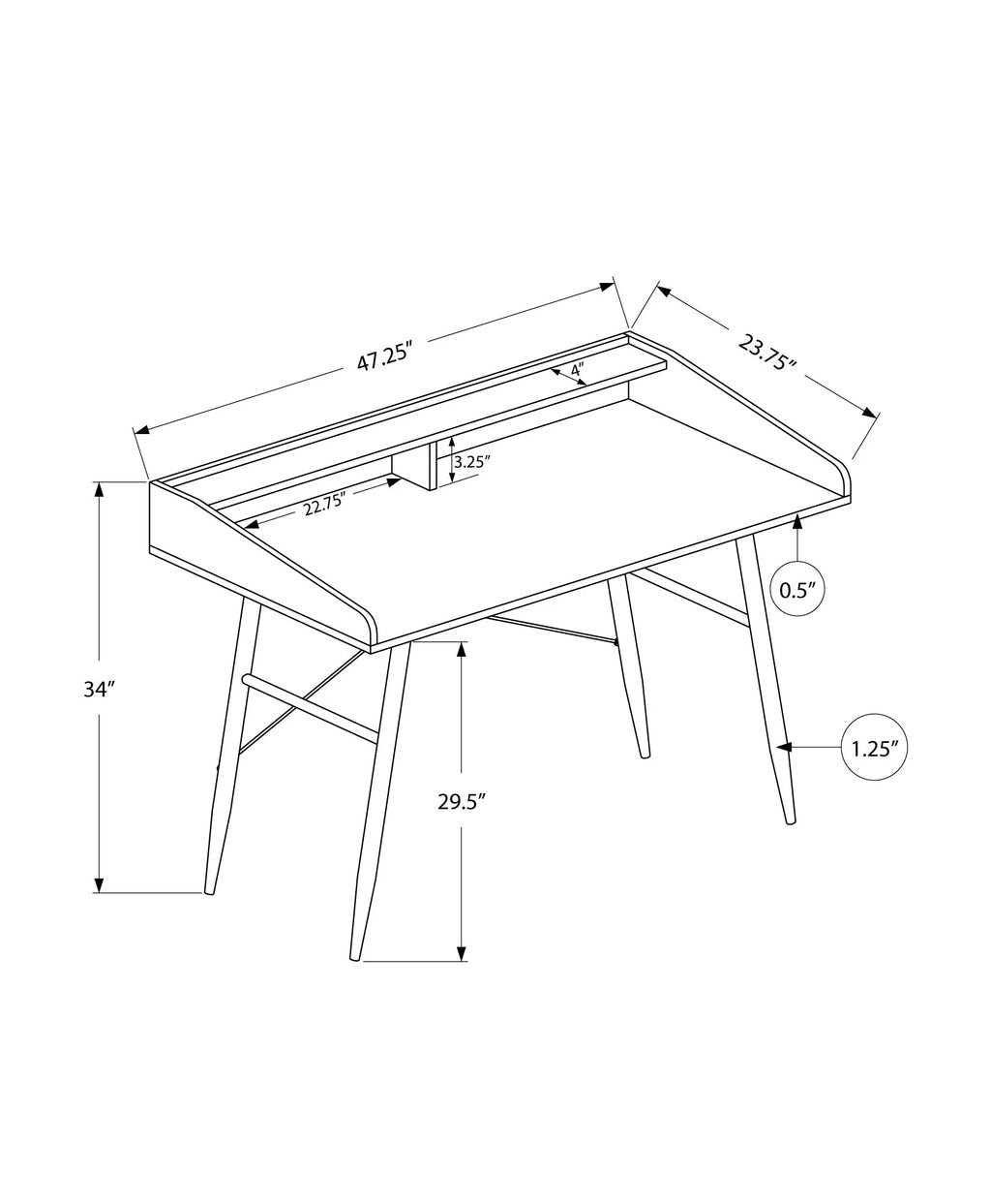 Black 48"L Computer Desk with Storage Shelves O150
