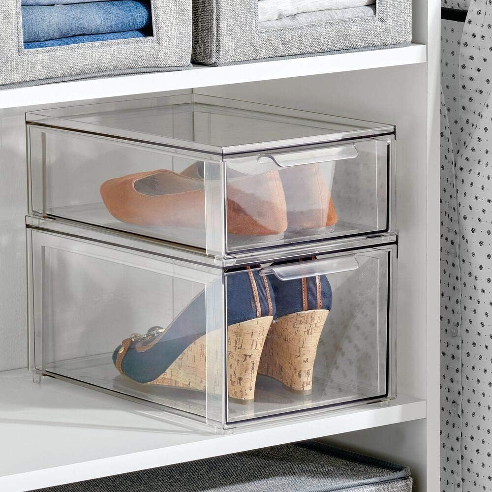 Clear 4 Pack Plastic Stackable Storage Drawer G175
