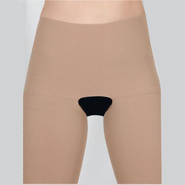 Beige Soft Petite Pantyhose with Open Crotch H142