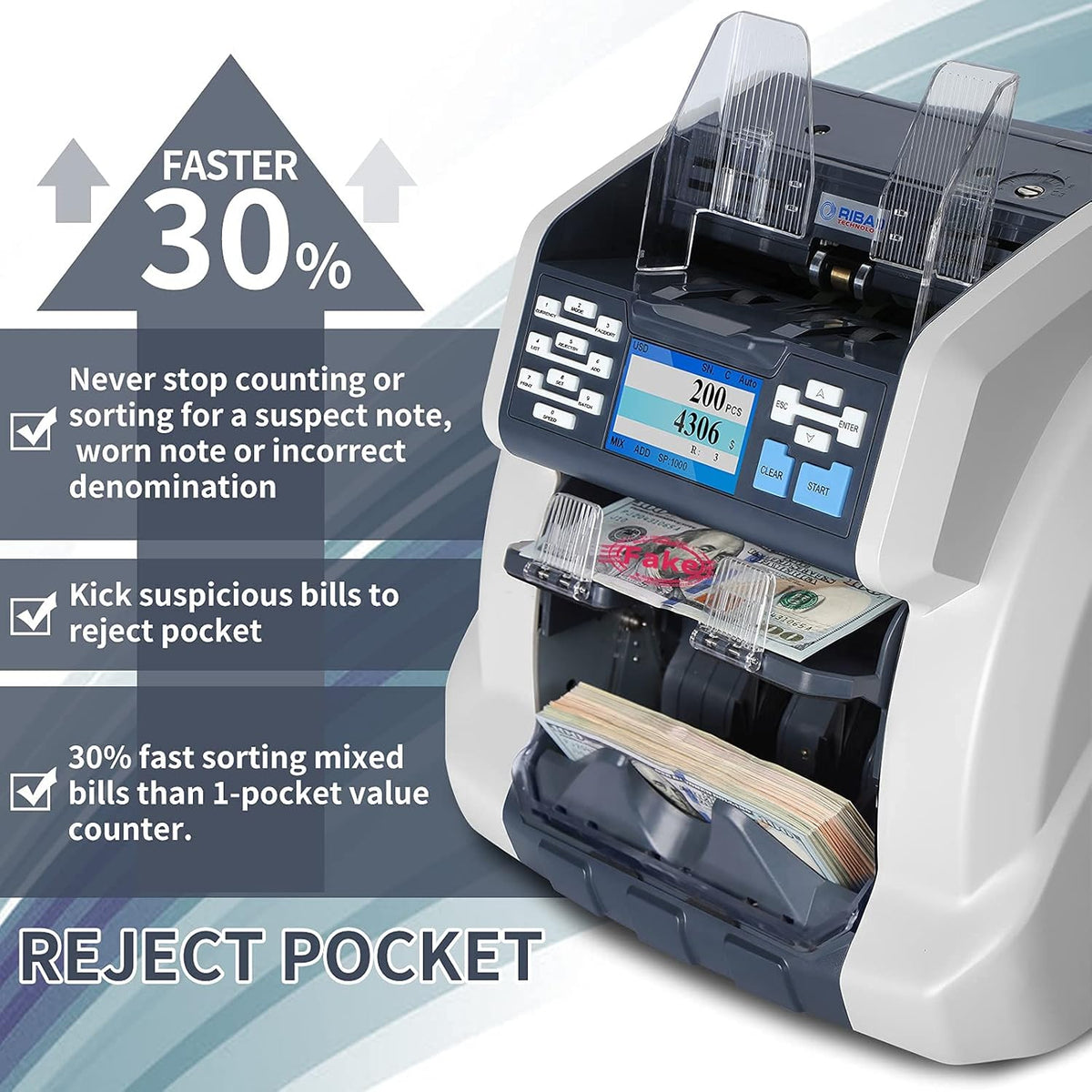 Two-Pocket Mixed Denomination Money Counter H941507