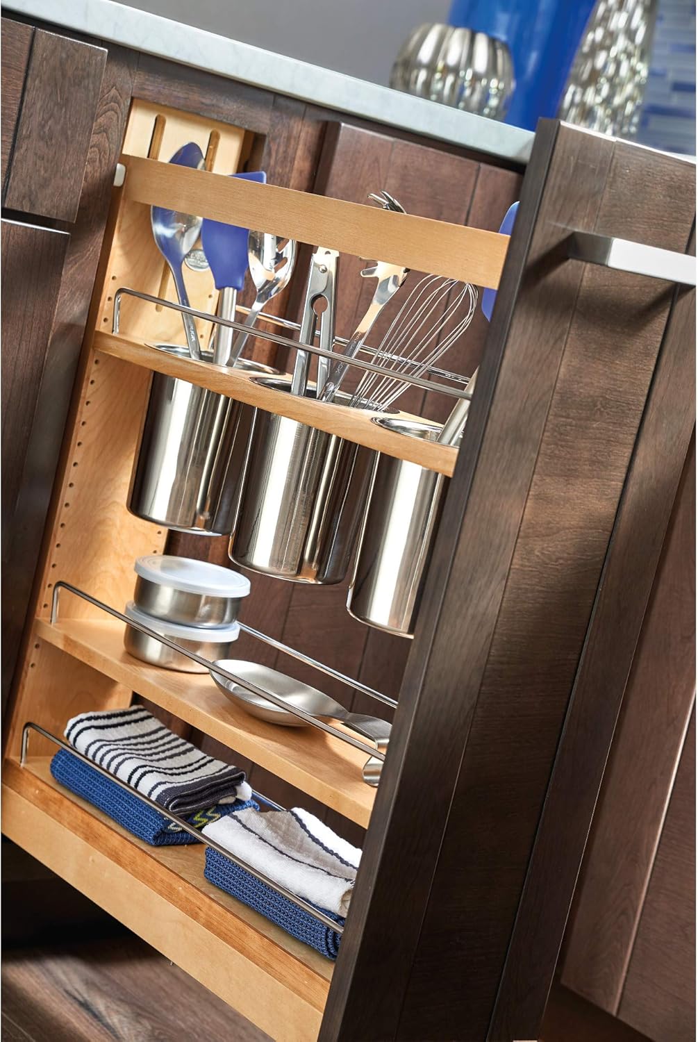 Kitchen Utensil Pull Out Cabinet Organizer with Soft-Close Slides M308160