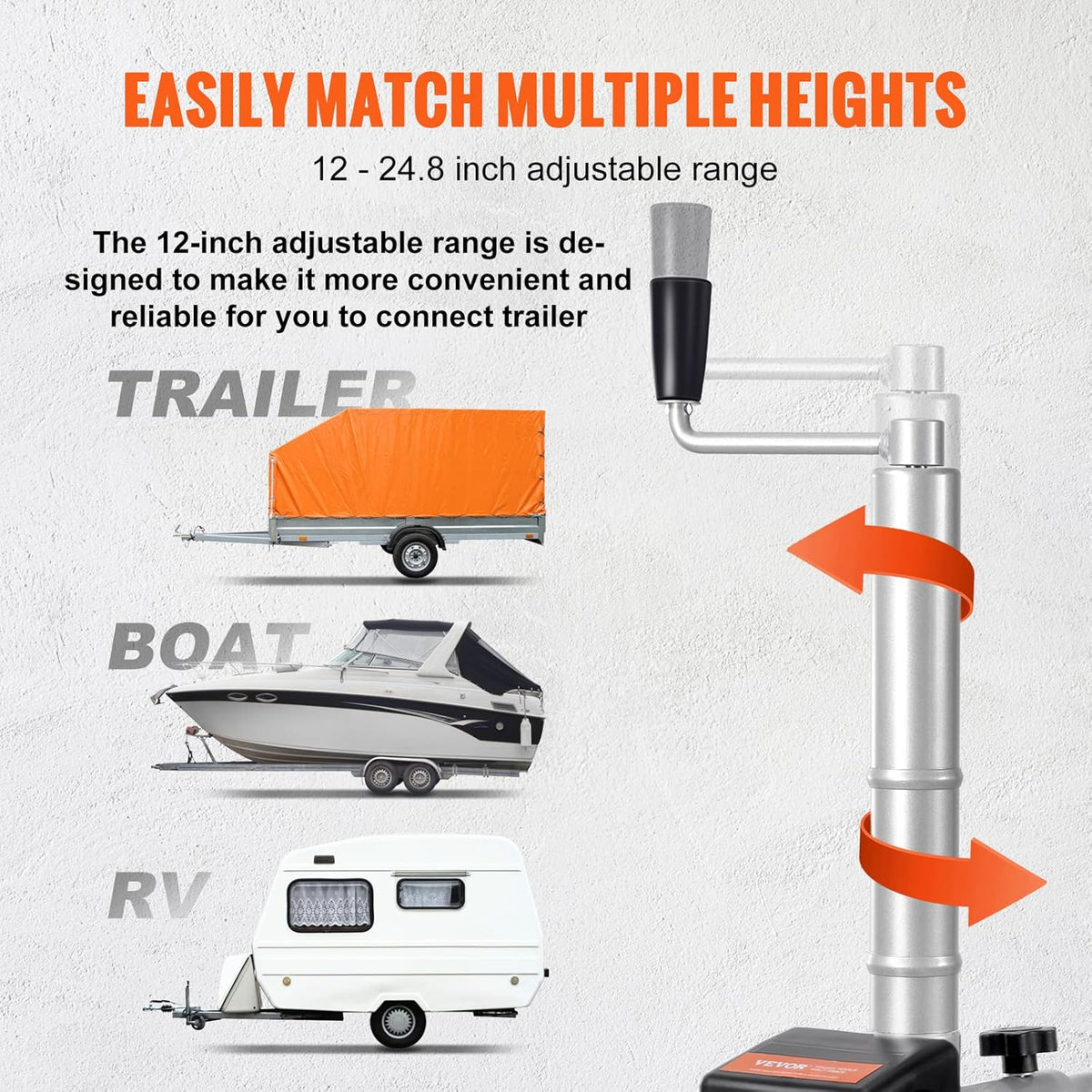 Electric Trailer Dolly, 5000lbs Towing Capacity, 350W 12V Trailer Jockey Wheel with 8'' Rubber Tire G9253