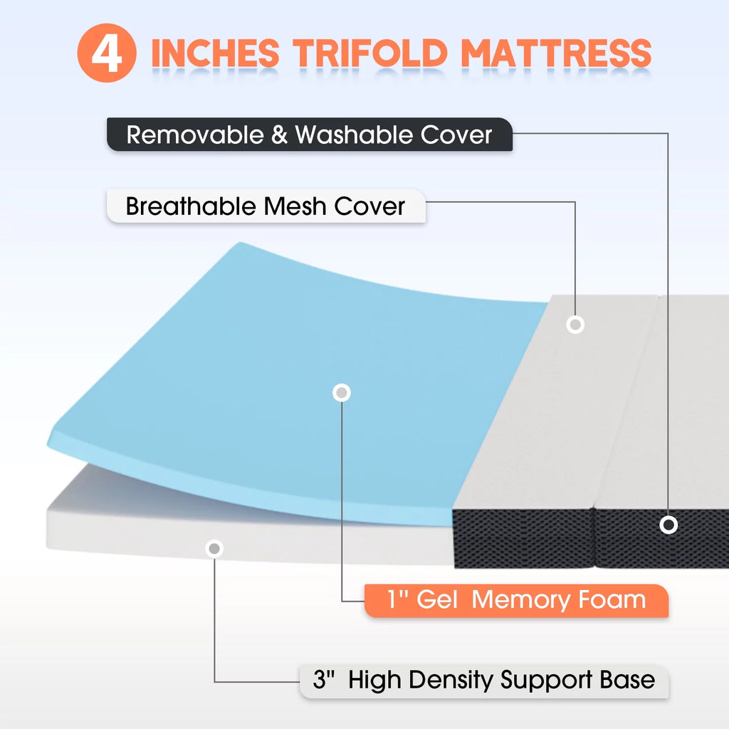 3 Inch Single Foldable Floor Mattress with Washable Cover R3878