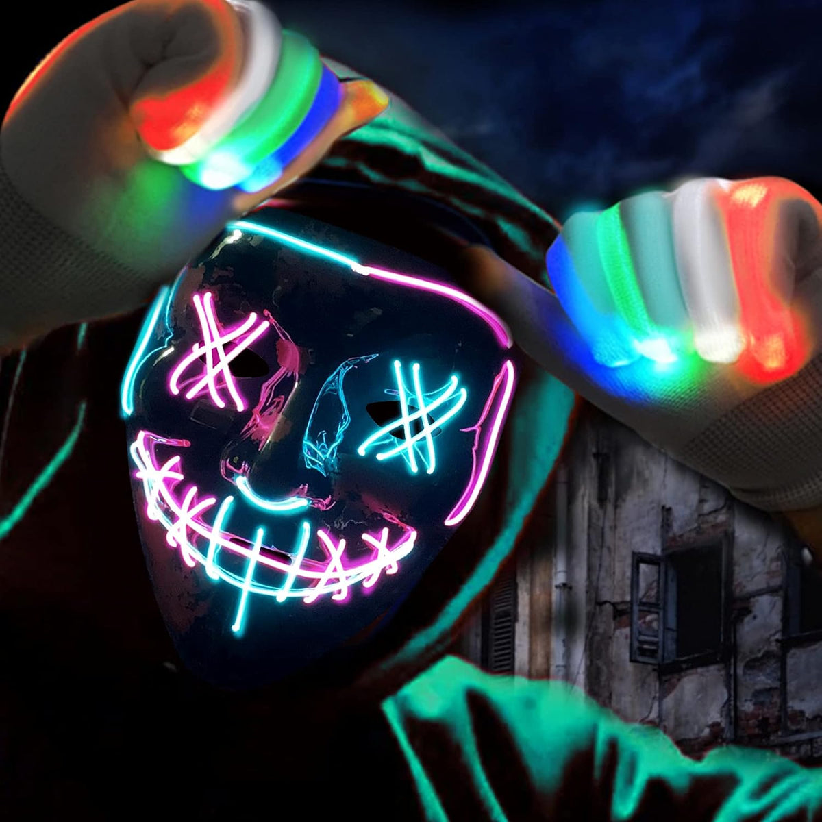 LED Light Up Mask with Gloves Kit P119277