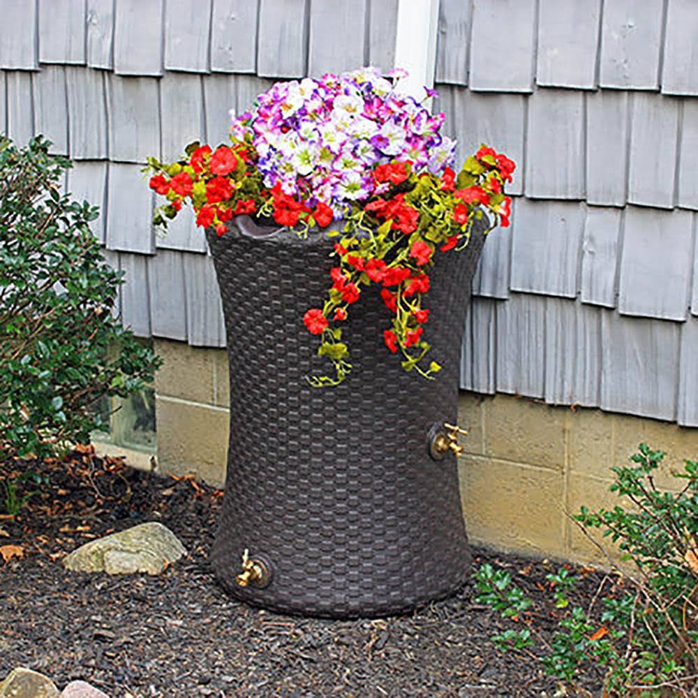 50 Gallon Brown Rain Barrel Planter (2 Pack) E52808