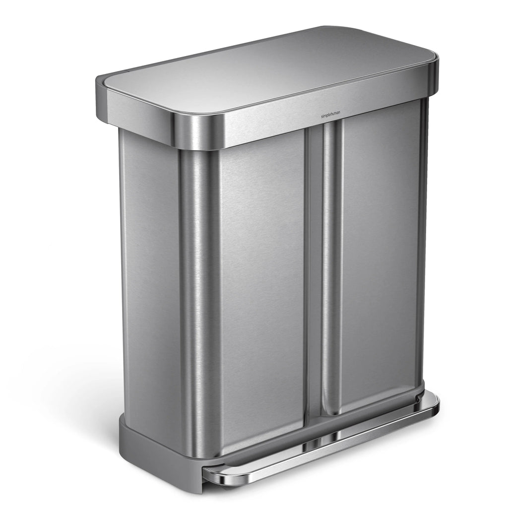 58 Liter Stainless Steel Dual Compartment Step Trash Can A7305