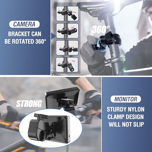 Bicycle Rear View Camera with 4.3'' HD 1080P Monitor and 8000mah Battery X21658