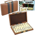 Ivory and Black Tile Dominoes with Metal Spinners in Travel Case L80370