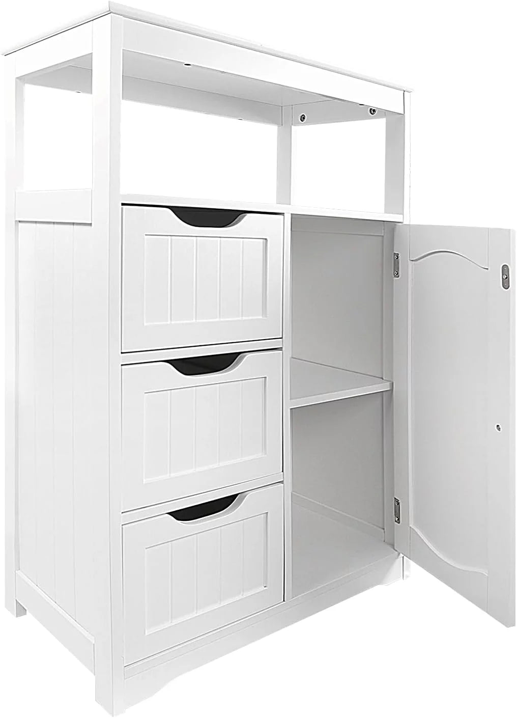 White Wooden Storage Cabinet with 3 Drawers 1 Door Z7321