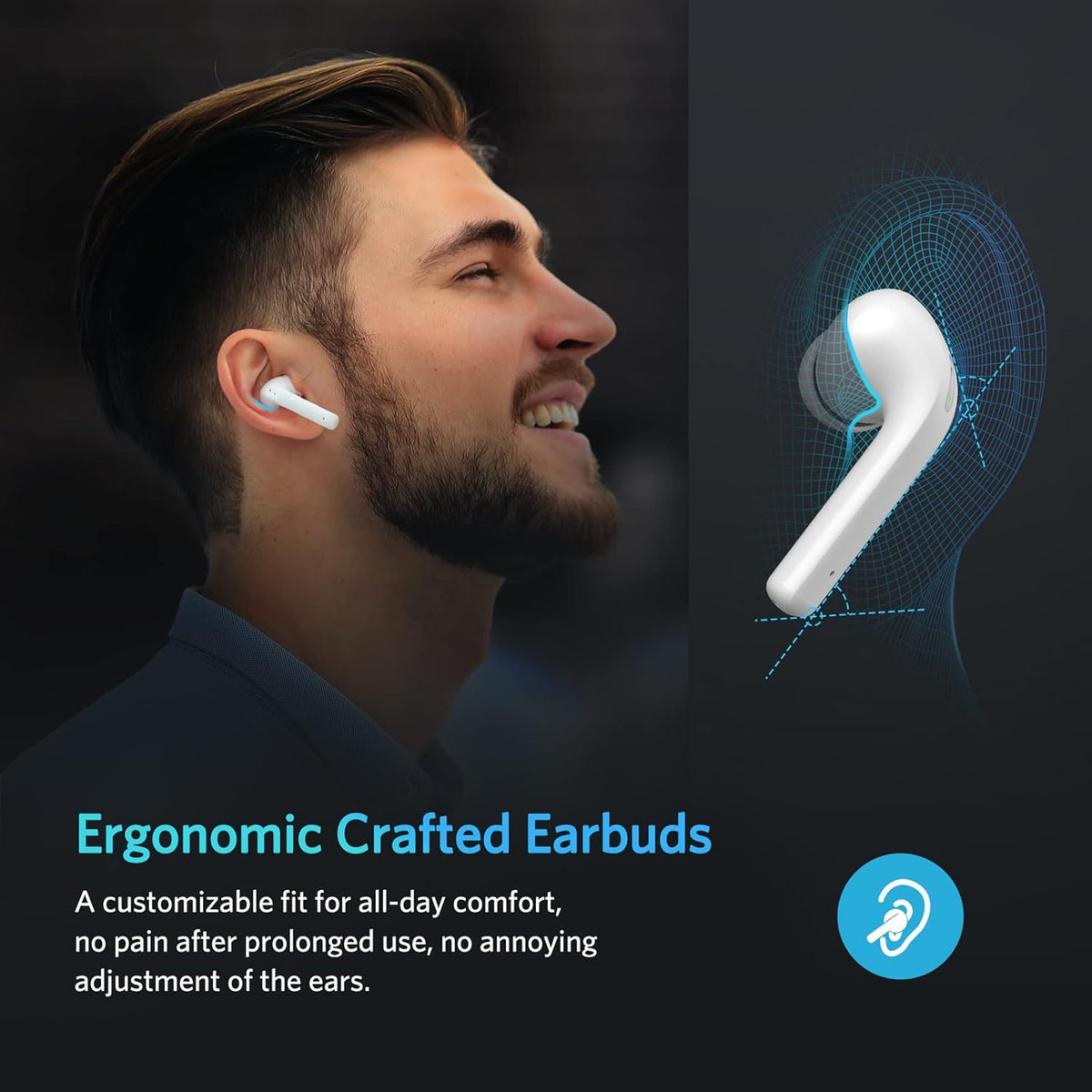 White Pack of 2 Bluetooth Noise Cancelling True Wireless Earbuds U937811