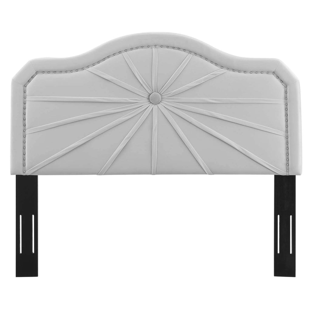 Light Gray Pleated Performance Velvet Full/Queen Headboard T939456