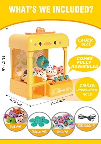 Large Claw Machine with Prizes, Adjustable Sound & Light, Mini Electronic Arcade Game Dispenser Toy H1266