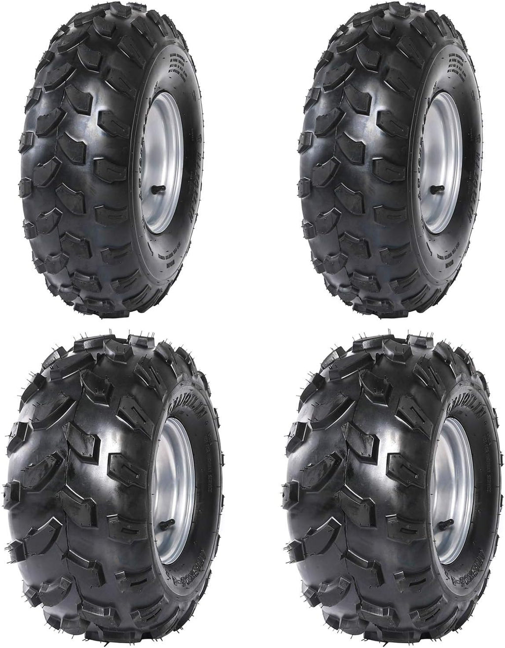 2Pcs 19x7-8 Front and 2Pcs 18X9.5-8 Rear Tubeless Wheel Tire With Rim for ATV Z851105