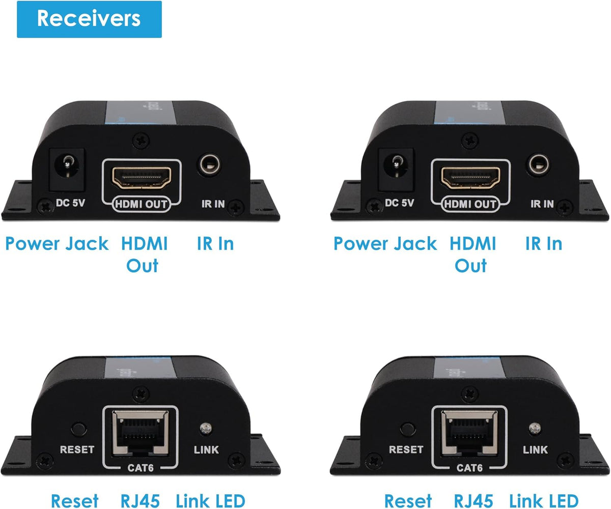 130ft 1080p 1x2 HDMI Extender Splitter Over Ethernet Cable with IR Remote Control Q859