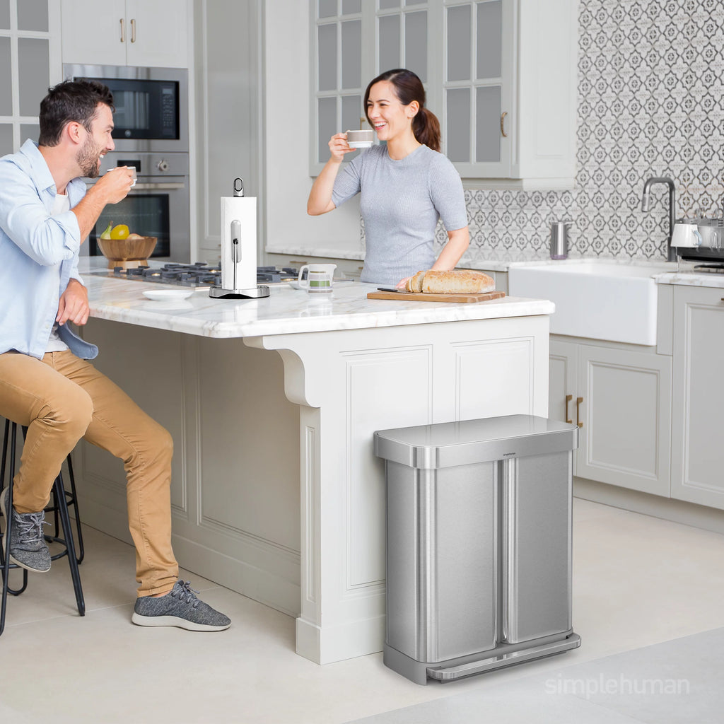 58 Liter Stainless Steel Dual Compartment Step Trash Can A7305