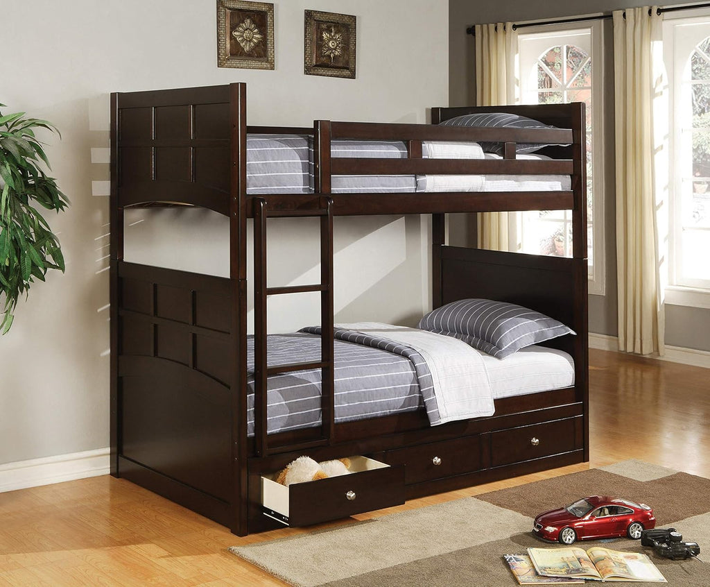 Cappuccino Twin Over Twin Bunk Bed S2093