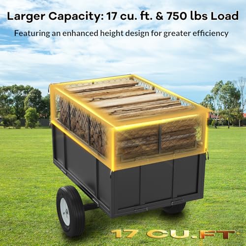 Heavy Duty Utility Trailer, 750lbs Capacity 17 Cu. Ft. Dump Trailer with Removable Sides C52218
