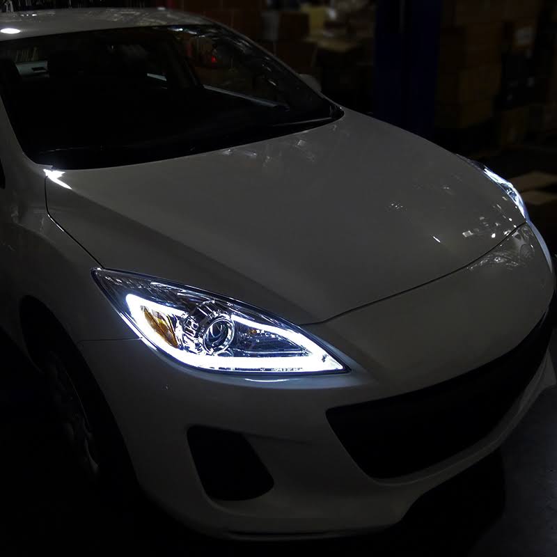 Chrome Projector Headlights with LED DRL Strip V3098