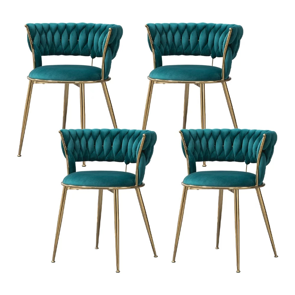 Velvet Dining Chairs Set of 4 with Golden Metal Legs L35145