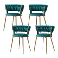 Velvet Dining Chairs Set of 4 with Golden Metal Legs L35145