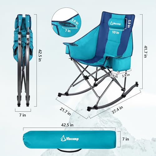 Oversized Padded Rocking Camping Chair with Cooler Bag R636407