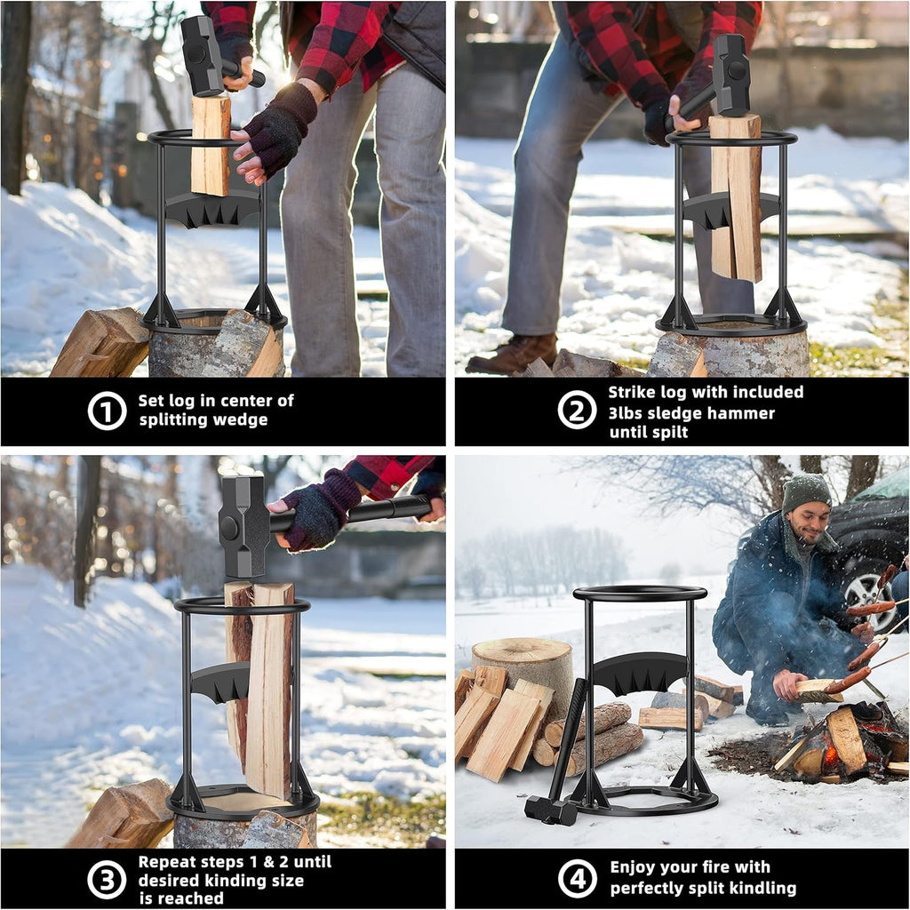 Cast Iron Manual Log Splitter with 4LB Hammer Pack of 2 Q675