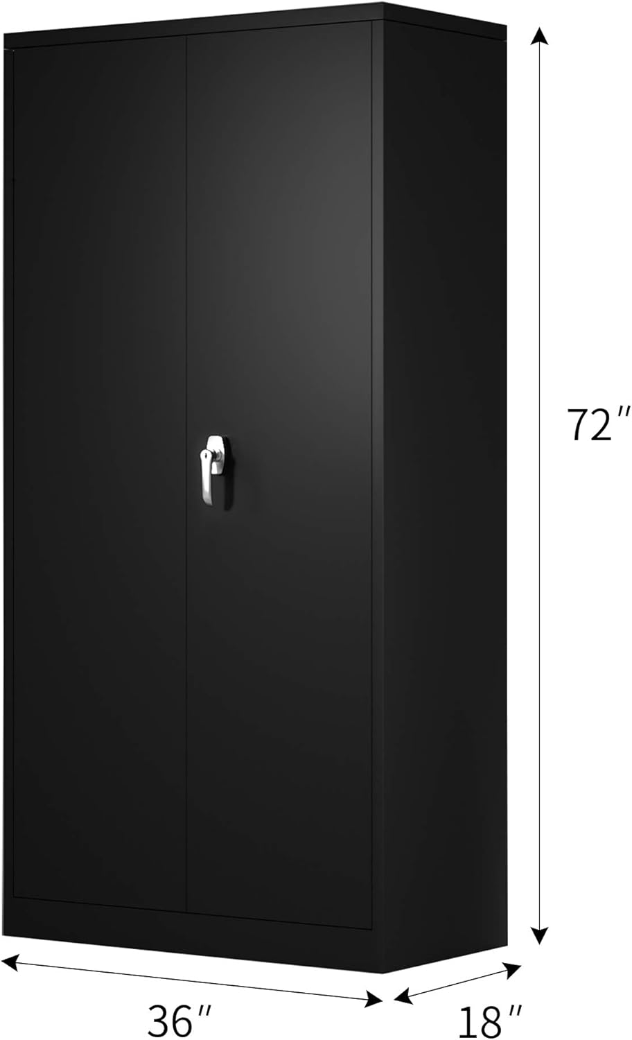 Black Metal Storage Cabinet with 2 Locking Doors and 5 Shelves D4589