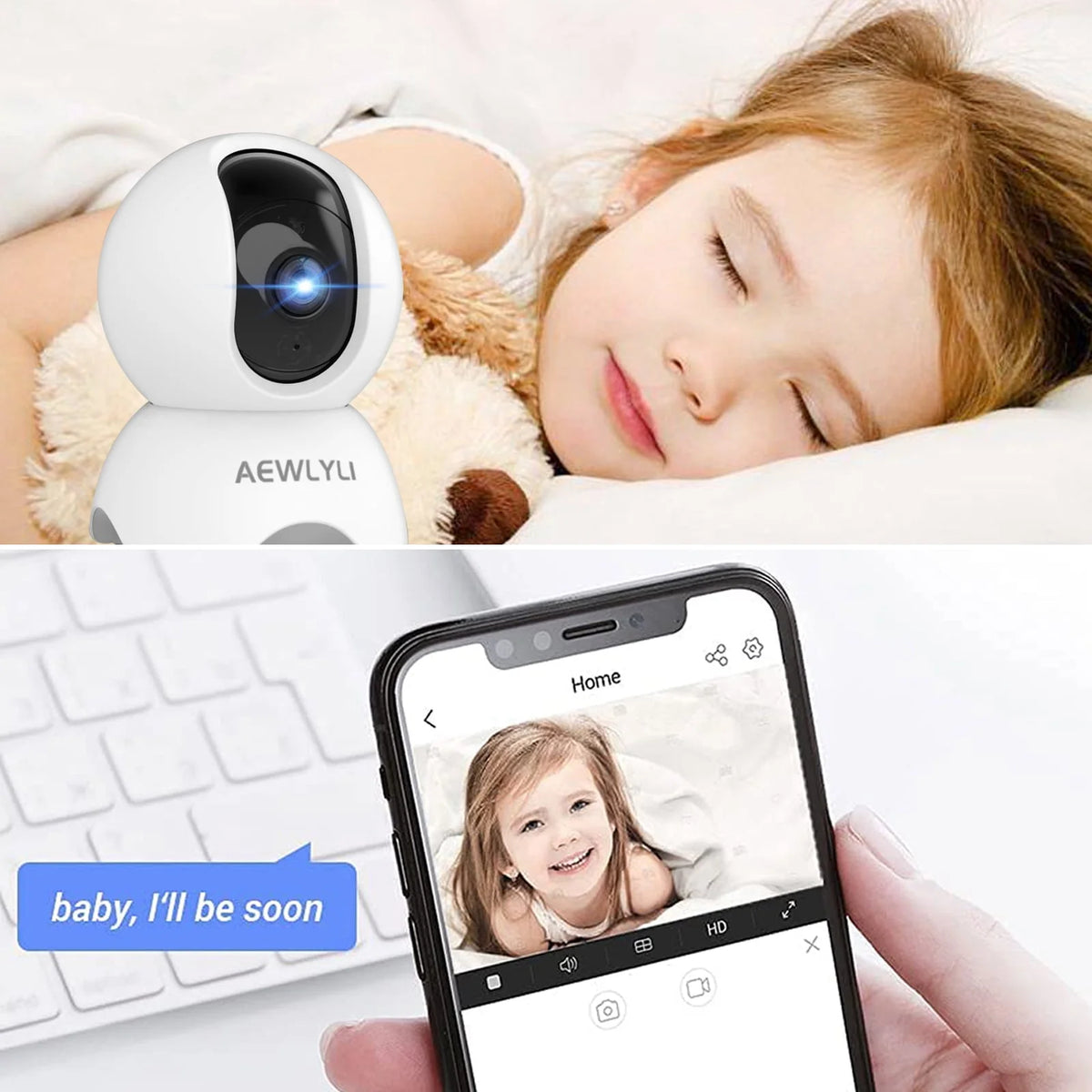 Baby Monitor Security Camera, 360° 1080P HD WiFi Camera W290069