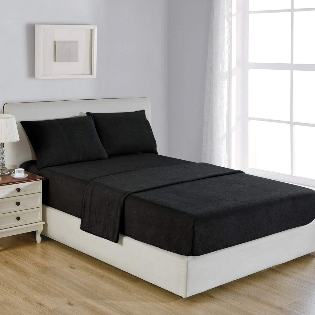 Leopard Full Polar Fleece Microfiber Bed Sheet Set, 4 Pcs E784