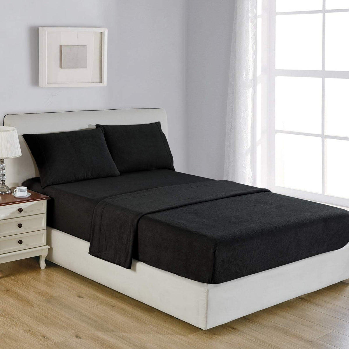 Leopard Full Polar Fleece Microfiber Bed Sheet Set, 4 Pcs E784