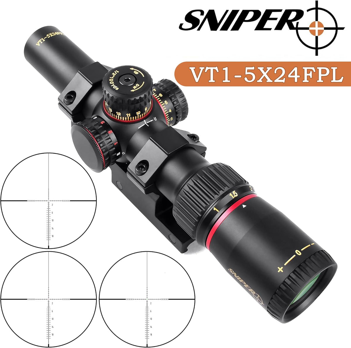 1-5X24 FFP Scope with Red/Green Illuminated Reticle and Scope Mount O792643