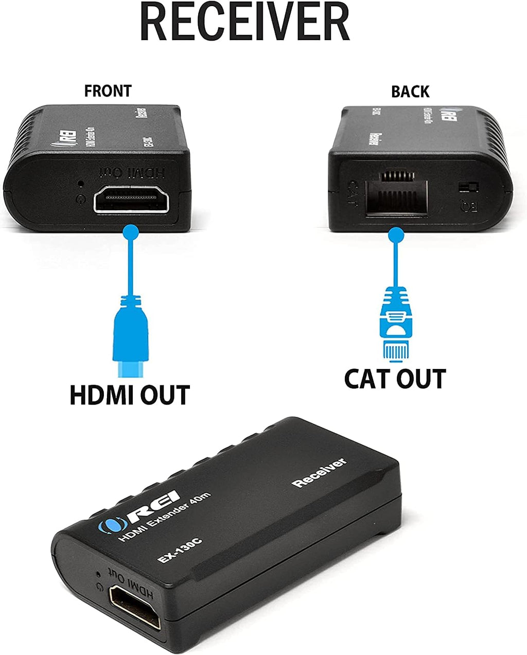 HDMI Extender Over CAT6/CAT7 RJ45 Upto 130 Feet 1080P Transmitter & Receiver Pack of 2 C4578