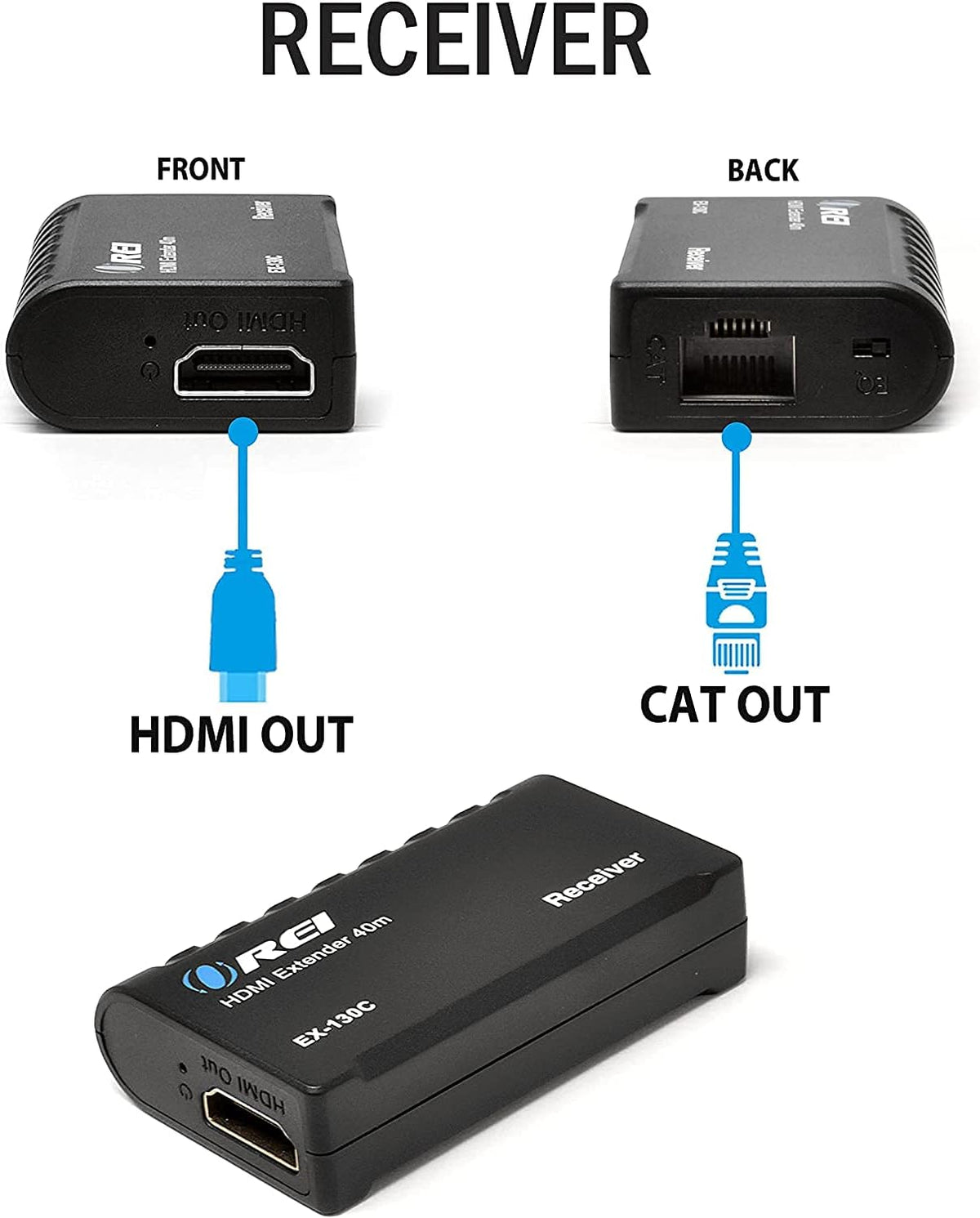 HDMI Extender Over CAT6/CAT7 RJ45 Upto 130 Feet 1080P Transmitter & Receiver Pack of 2 C4578