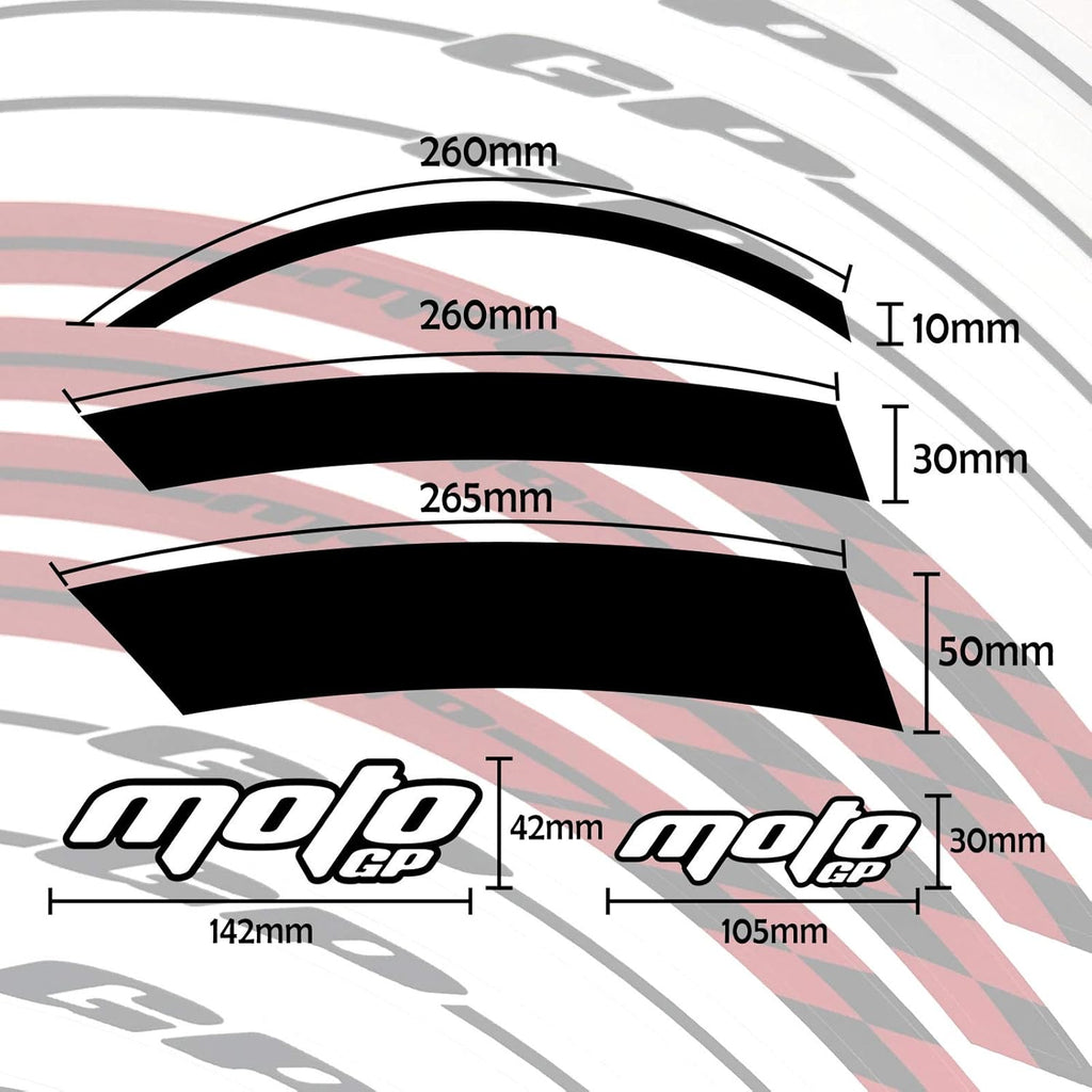 17 inch Rim Tape Decal Stickers Red Pack of 2 B356