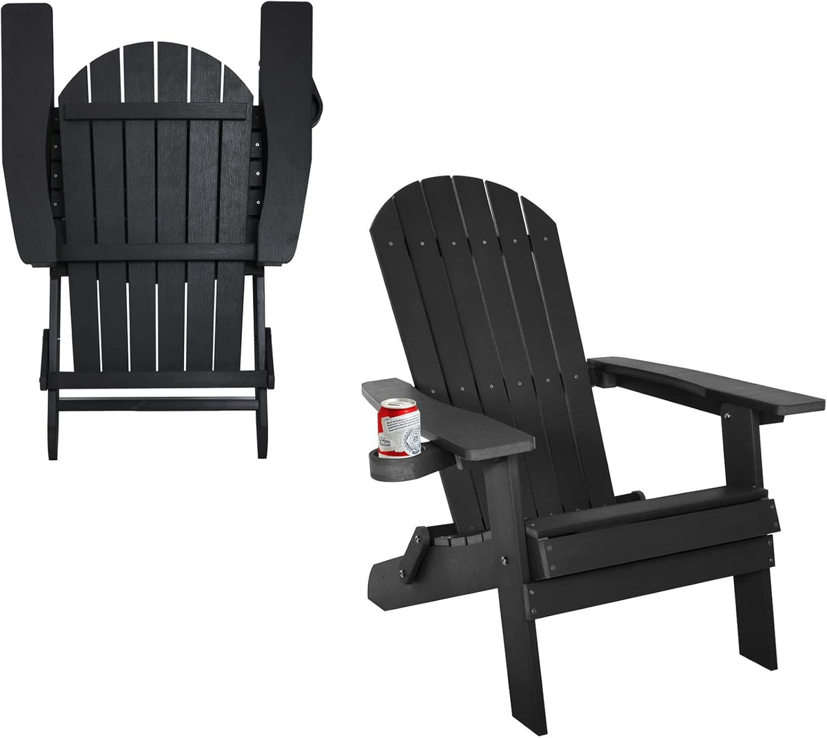 Dark Blue Plastic Adirondack Chair with Cup Holder L24383