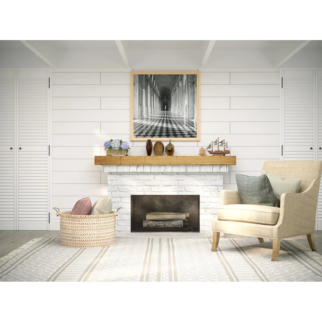 48" Rustic Solid Wood Wall Mounted Mantel Shelf I1211