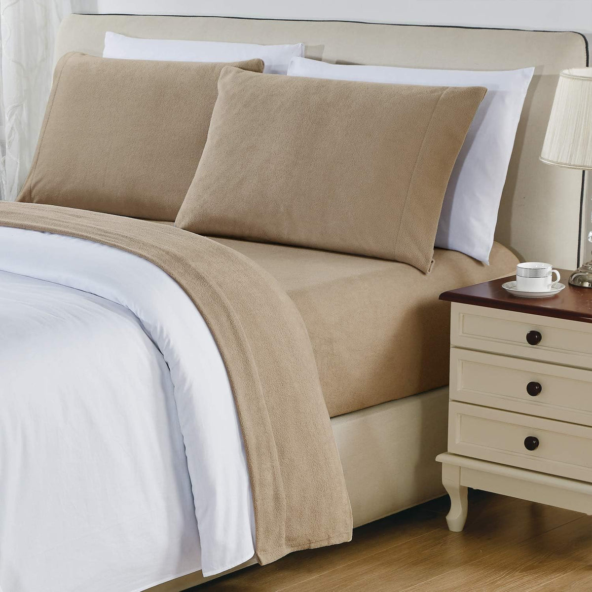 Leopard Full Polar Fleece Microfiber Bed Sheet Set, 4 Pcs E784