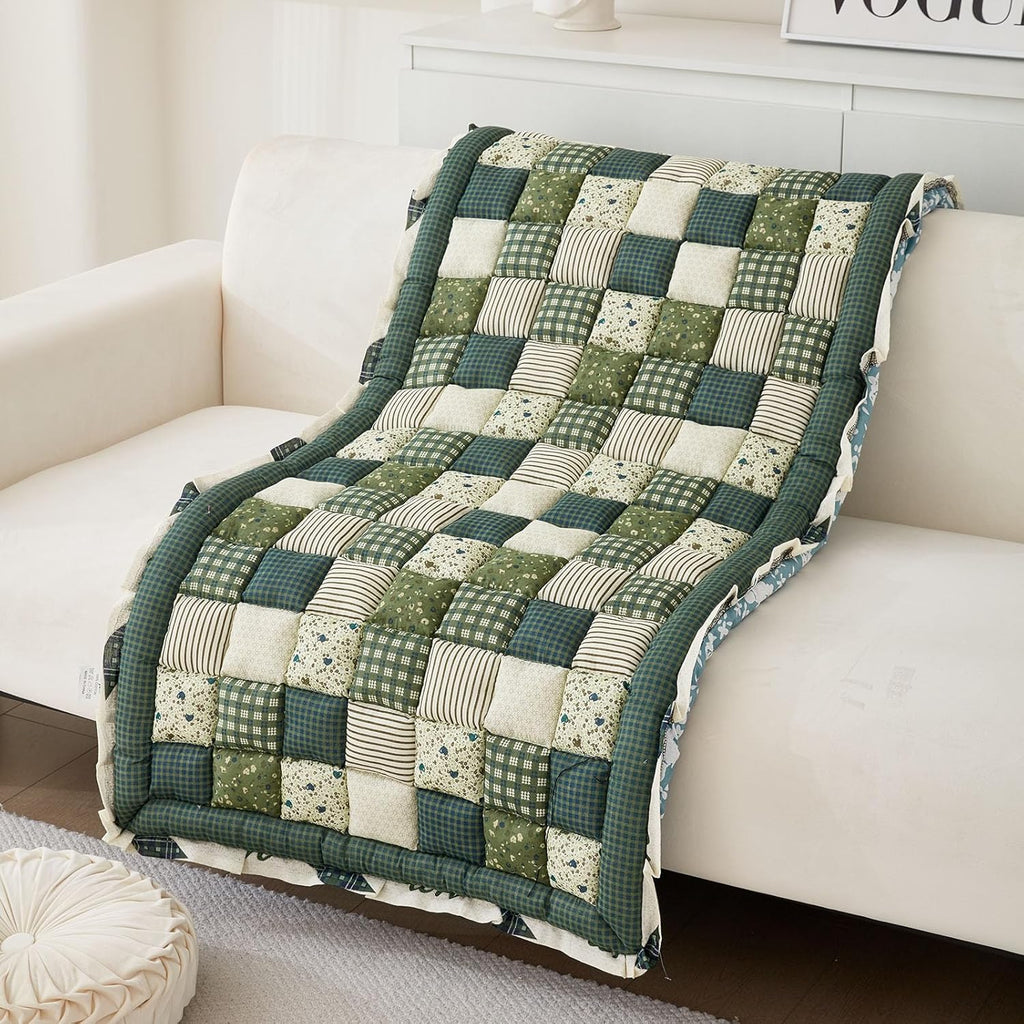 Green 28"x59" Cotton Quilted Sofa Cover U34780